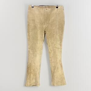 VTG ANONYMOUS John Carlisle 10 Genuine Leather Tan Fawn Cropped Suede Pant Lined